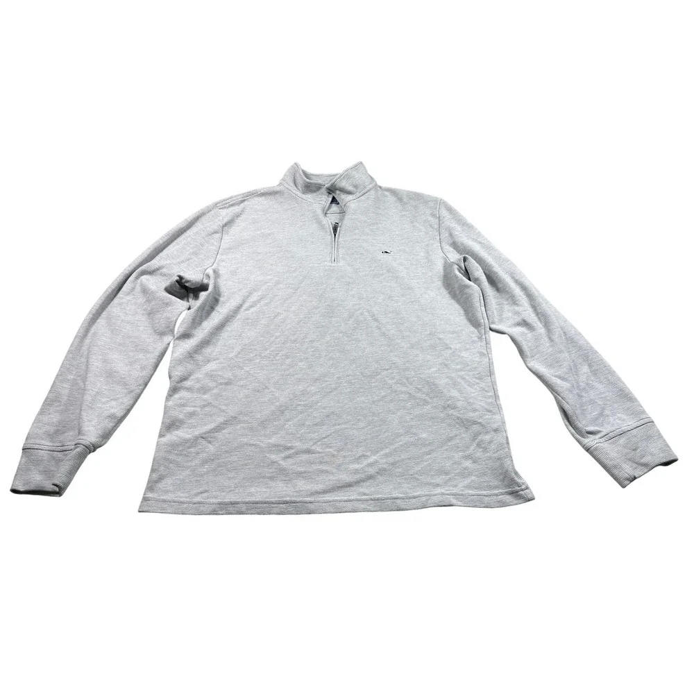 Vineyard Vines Men's Large Gray Quarter‎ Zip Pullover Sweater Lightweight